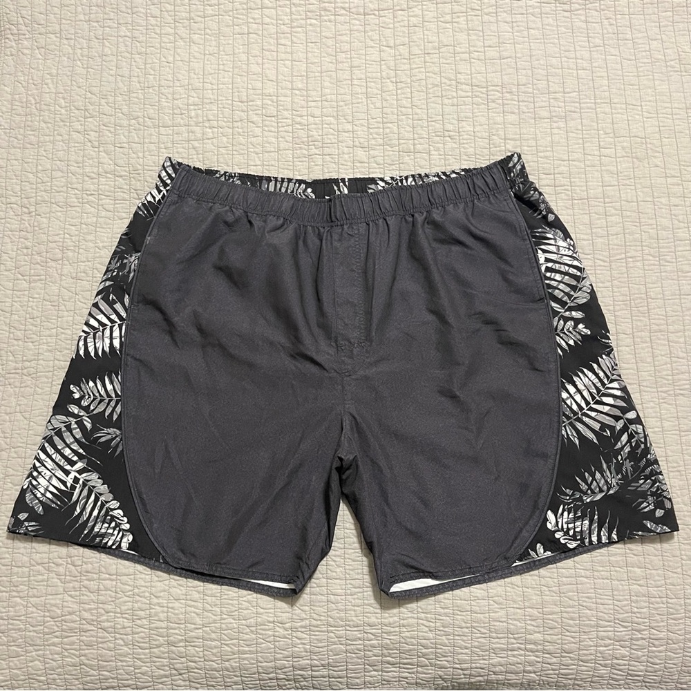 DXL HB Harbor Bay Men's Swim Trunks Lined Grey Black Quick Dry Size 3XL